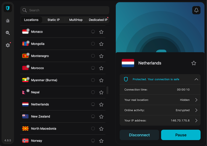 Surfshark has 3,000+ servers in a variety of locations, including Europe.