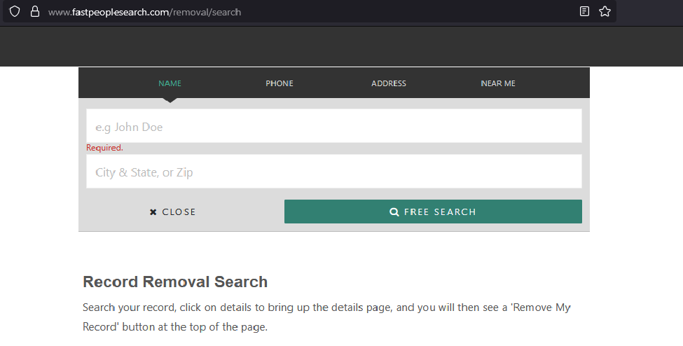 FastPeopleSearch removal step 4